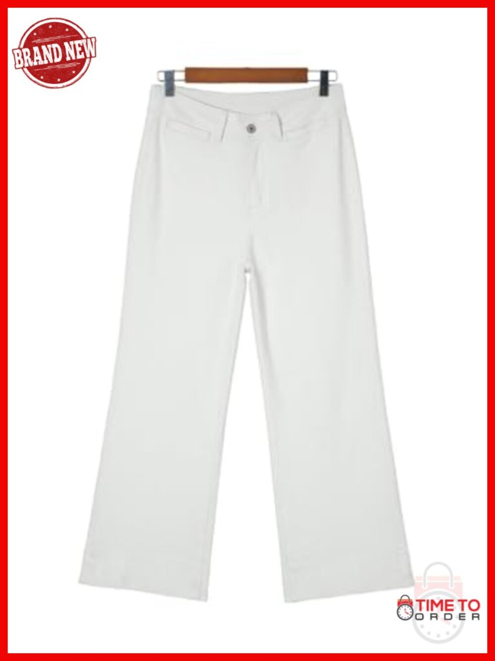 High Waisted Stretch Denim Wide Leg Jeans with Pockets - Picture 5 of 6